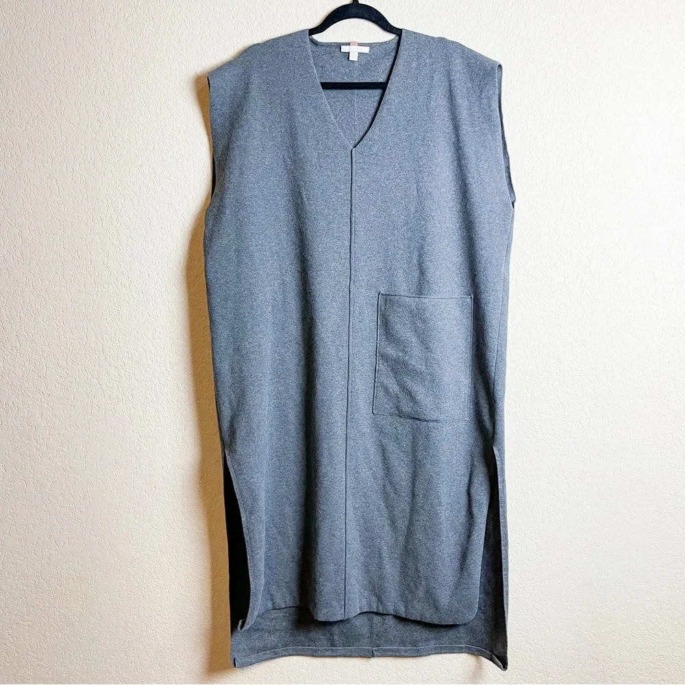 Lunya Cozy Cotton Silk Oversized Dress Sleeveless V-Neck Grey Size Medium - Picture 2 of 8